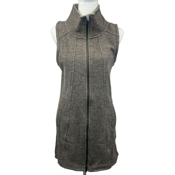 Toad & Co Brown Arriva Long Outbound Travel Vest Size S Wool Blend Zip - Picture 1 of 15